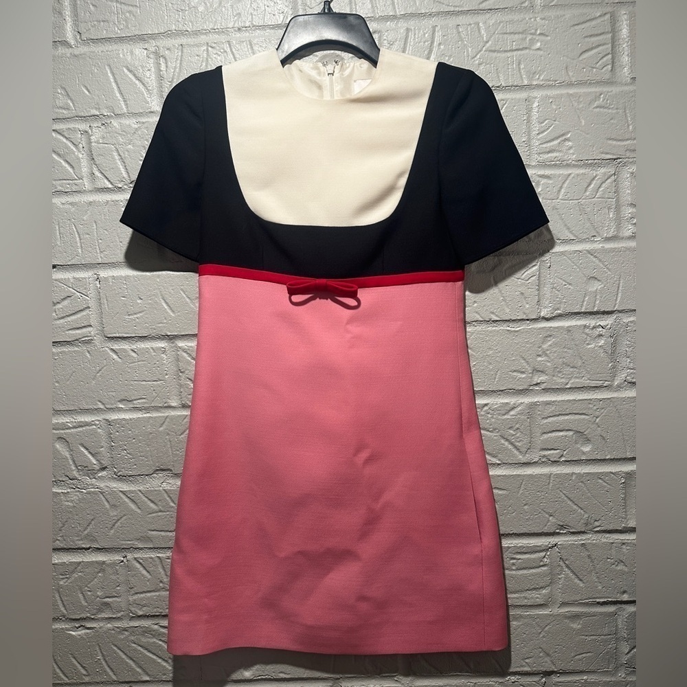 Valentino Colorblock Crepe Couture Minidress Size 36 - Picture 2 of 15